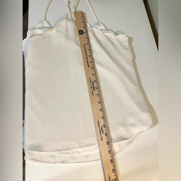 J.CREW Scalloped Cami Tank Top Ivory Cream Blouse Shirt Racerback Spaghetti - Picture 10 of 13